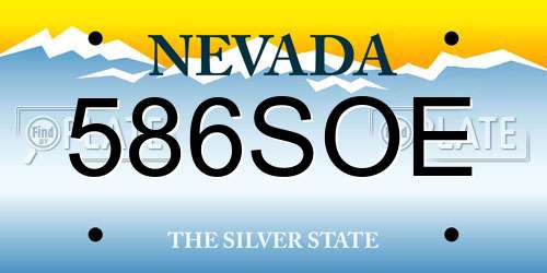 586SOE Nevada License Plate