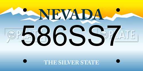 586SS7 Nevada License Plate