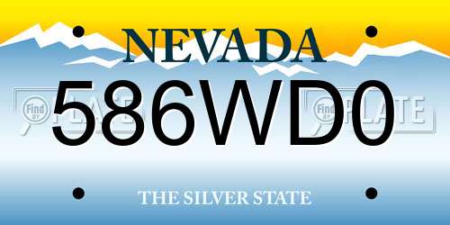 586WD0 Nevada License Plate