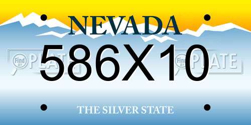 586X10 Nevada License Plate