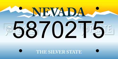 58702T5 Nevada License Plate