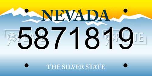 5871819 Nevada License Plate