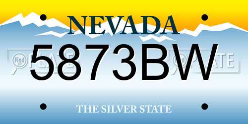 5873BW Nevada License Plate