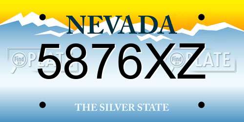 5876XZ Nevada License Plate