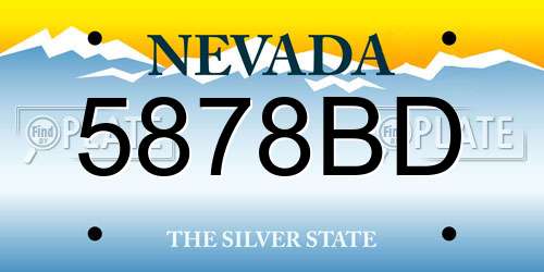 5878BD Nevada License Plate