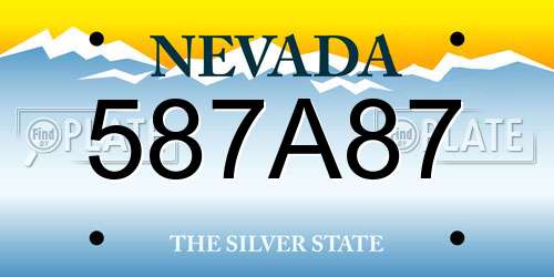 587A87 Nevada License Plate