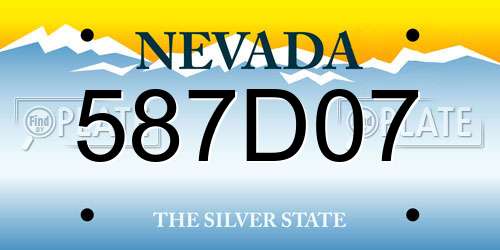 587D07 Nevada License Plate
