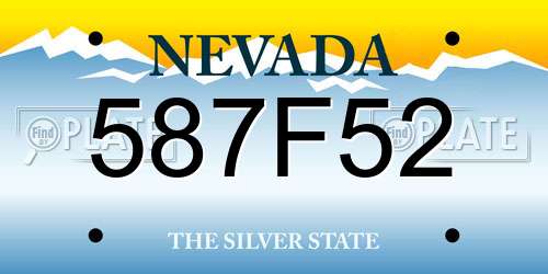 587F52 Nevada License Plate