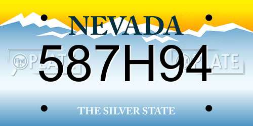 587H94 Nevada License Plate