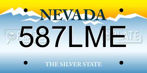 587LME Nevada License Plate