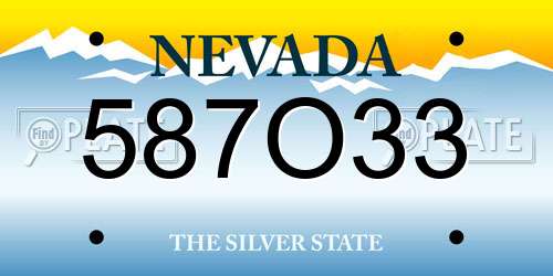 587O33 Nevada License Plate
