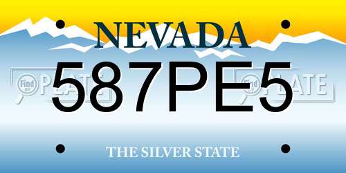 587PE5 Nevada License Plate