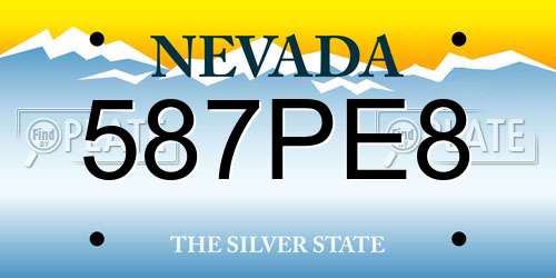 587PE8 Nevada License Plate