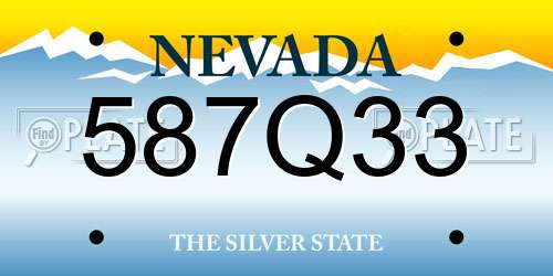 587Q33 Nevada License Plate