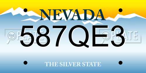 587QE3 Nevada License Plate