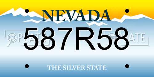 587R58 Nevada License Plate