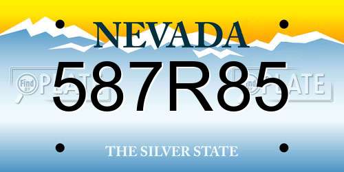 587R85 Nevada License Plate