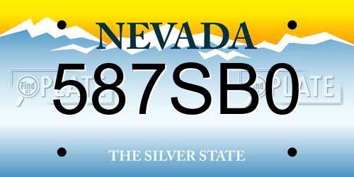 587SB0 Nevada License Plate