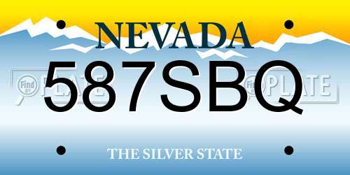 587SBQ Nevada License Plate