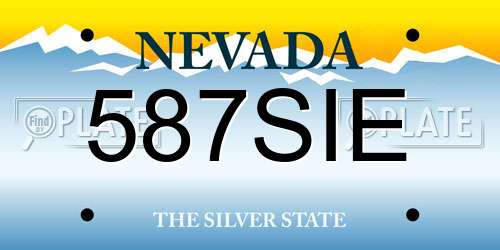 587SIE Nevada License Plate