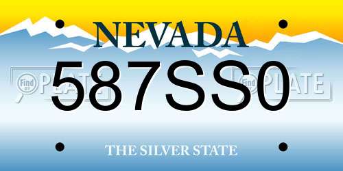 587SS0 Nevada License Plate