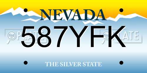 587YFK Nevada License Plate