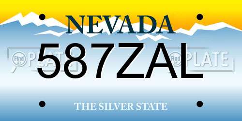 587ZAL Nevada License Plate