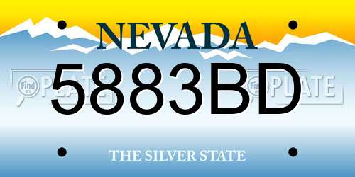 5883BD Nevada License Plate