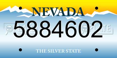 5884602 Nevada License Plate