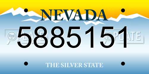 5885151 Nevada License Plate
