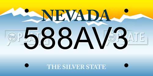 588AV3 Nevada License Plate