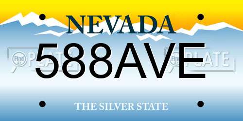 588AVE Nevada License Plate