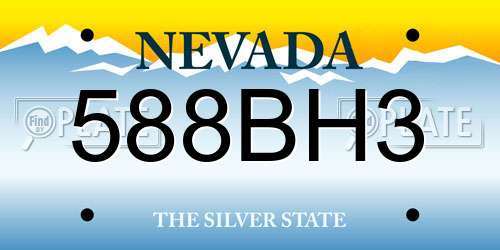 588BH3 Nevada License Plate