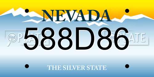 588D86 Nevada License Plate