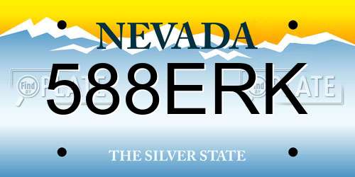 588ERK Nevada License Plate