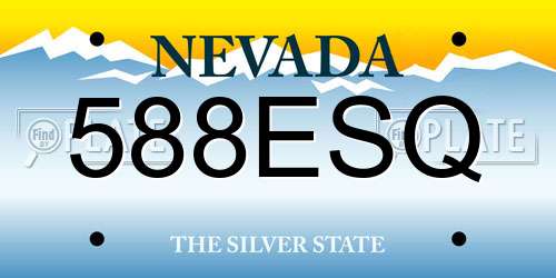 588ESQ Nevada License Plate