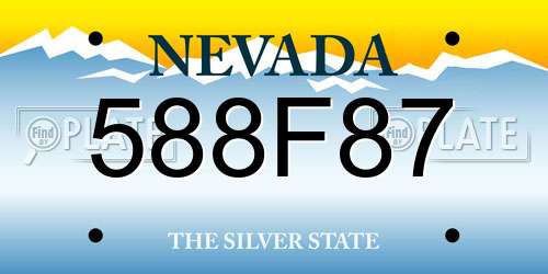 588F87 Nevada License Plate