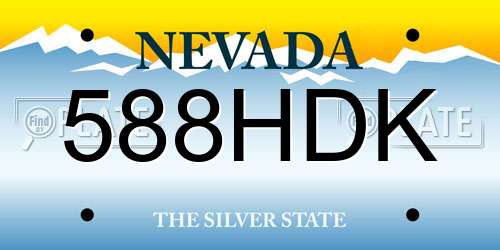 588HDK Nevada License Plate