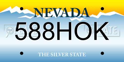 588HOK Nevada License Plate