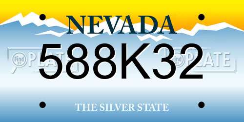 588K32 Nevada License Plate