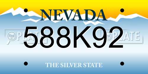 588K92 Nevada License Plate