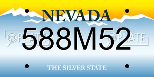 588M52 Nevada License Plate