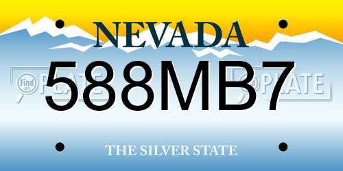 588MB7 Nevada License Plate