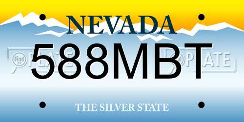 588MBT Nevada License Plate