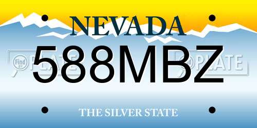 588MBZ Nevada License Plate