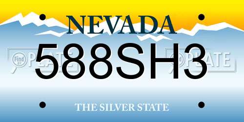 588SH3 Nevada License Plate