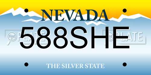 588SHE Nevada License Plate