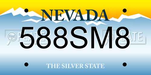 588SM8 Nevada License Plate