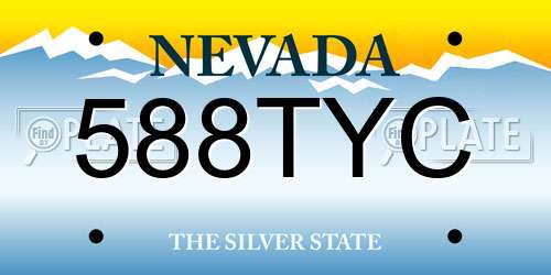 588TYC Nevada License Plate