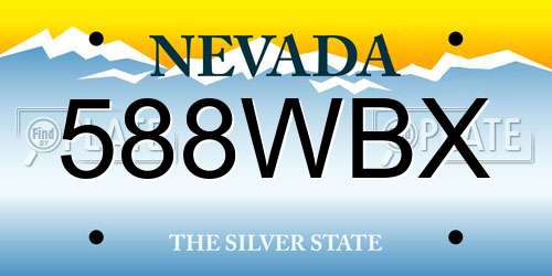 588WBX Nevada License Plate